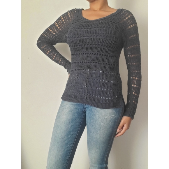 Knit sweater, Navy Blue, Size S - Picture 2 of 6
